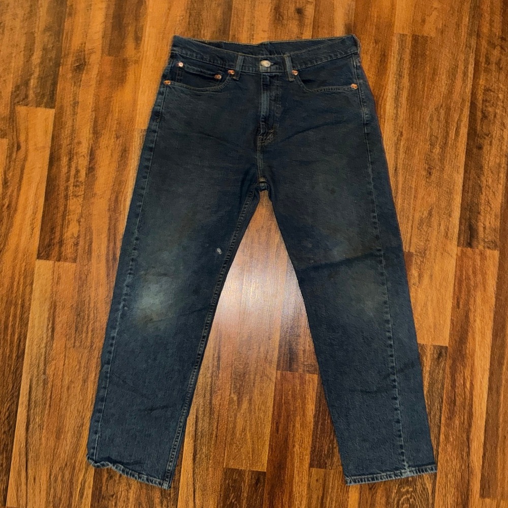 Levis 505 Regular Fit Straight Leg Jeans Mens 34x30 Medium Wash Blue Denim